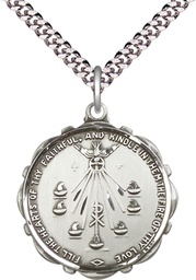[5897SS/24S] Sterling Silver Seven Gifts Pendant on a 24 inch Light Rhodium Heavy Curb chain