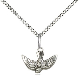 [5911SS/18SS] Sterling Silver Holy Spirit Pendant on a 18 inch Sterling Silver Light Curb chain