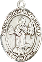 [8276SS] Sterling Silver Saint Isidore the Farmer Medal