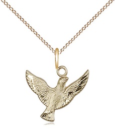 [5912GF/18GF] 14kt Gold Filled Holy Spirit Pendant on a 18 inch Gold Filled Light Curb chain