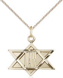 [5917GF/18GF] 14kt Gold Filled I Am / Star of David Pendant on a 18 inch Gold Filled Light Curb chain