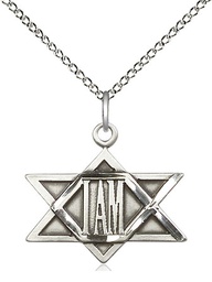 [5917SS/18SS] Sterling Silver I Am / Star of David Pendant on a 18 inch Sterling Silver Light Curb chain