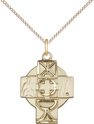 [5929GF/18GF] 14kt Gold Filled RCIA Pendant on a 18 inch Gold Filled Light Curb chain