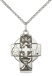 [5929SS/18SS] Sterling Silver RCIA Pendant on a 18 inch Sterling Silver Light Curb chain