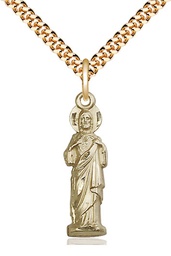 [5935GF/24G] 14kt Gold Filled Sacred Heart Pendant on a 24 inch Gold Plate Heavy Curb chain