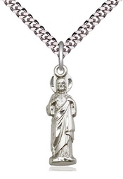 [5935SS/24S] Sterling Silver Sacred Heart Pendant on a 24 inch Light Rhodium Heavy Curb chain