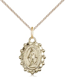 [6040GF/18GF] 14kt Gold Filled Miraculous Pendant on a 18 inch Gold Filled Light Curb chain