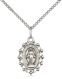 [6040SS/18SS] Sterling Silver Miraculous Pendant on a 18 inch Sterling Silver Light Curb chain