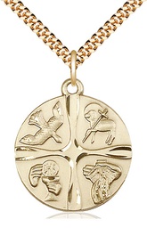 [6046GF/24G] 14kt Gold Filled Christian Life Pendant on a 24 inch Gold Plate Heavy Curb chain
