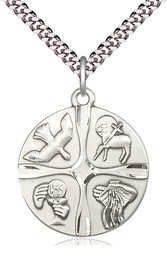 [6046SS/24S] Sterling Silver Christian Life Pendant on a 24 inch Light Rhodium Heavy Curb chain