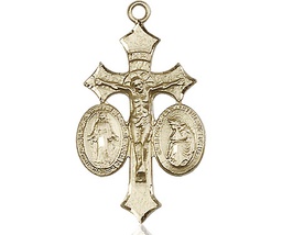 [6055KT] 14kt Gold Jesus, Mary, Our Lady of La Salette Medal