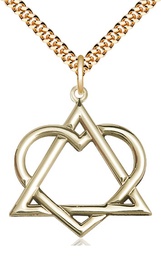 [6210GF/24G] 14kt Gold Filled Adoption Heart Pendant on a 24 inch Gold Plate Heavy Curb chain