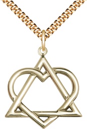 [6210GF/24G] 14kt Gold Filled Adoption Heart Pendant on a 24 inch Gold Plate Heavy Curb chain