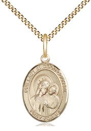 [8287GF/18G] 14kt Gold Filled Our Lady of Good Counsel Pendant on a 18 inch Gold Plate Light Curb chain