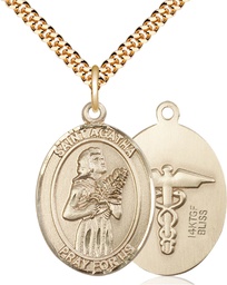 [7003GF9/24G] 14kt Gold Filled Saint Agatha Nurse Pendant on a 24 inch Gold Plate Heavy Curb chain