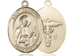 [7019KT9] 14kt Gold Saint Camillus of Lellis Nurse Medal