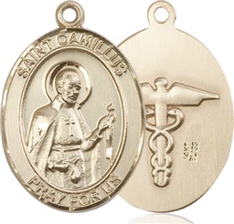 [7019KT9] 14kt Gold Saint Camillus of Lellis Nurse Medal