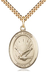[7044GF/24G] 14kt Gold Filled Holy Spirit Pendant on a 24 inch Gold Plate Heavy Curb chain