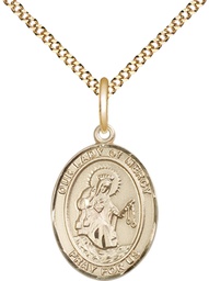 [8289GF/18G] 14kt Gold Filled Our Lady of Mercy Pendant on a 18 inch Gold Plate Light Curb chain
