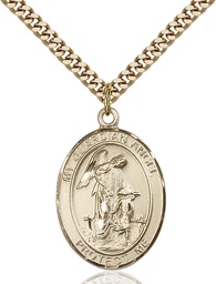 [7118GF/24G] 14kt Gold Filled Guardian Angel w/Child Pendant on a 24 inch Gold Plate Heavy Curb chain