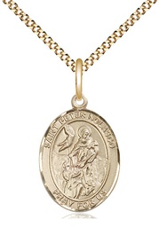 [8291GF/18G] 14kt Gold Filled Saint Peter Nolasco Pendant on a 18 inch Gold Plate Light Curb chain