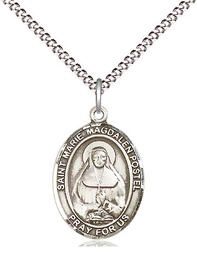 [8294SS/18S] Sterling Silver Marie Magdalen Postel Pendant on a 18 inch Light Rhodium Light Curb chain