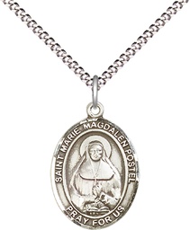 [8294SS/18S] Sterling Silver Marie Magdalen Postel Pendant on a 18 inch Light Rhodium Light Curb chain