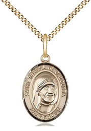 [8295GF/18G] 14kt Gold Filled Saint Teresa of Calcutta Pendant on a 18 inch Gold Plate Light Curb chain
