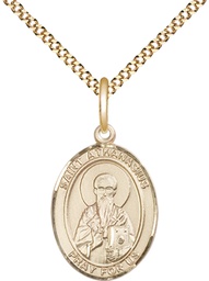 [8296GF/18G] 14kt Gold Filled Saint Athanasius Pendant on a 18 inch Gold Plate Light Curb chain