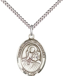 [8297SS/18S] Sterling Silver Saint Lidwina of Schiedam Pendant on a 18 inch Light Rhodium Light Curb chain