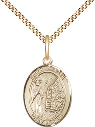 [8298GF/18G] 14kt Gold Filled Saint Fiacre Pendant on a 18 inch Gold Plate Light Curb chain