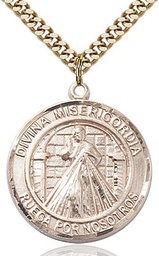 [7366RDSPGF/24G] 14kt Gold Filled Divina Misericordia Pendant on a 24 inch Gold Plate Heavy Curb chain