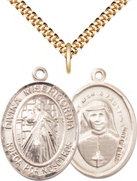 [7366SPGF/24G] 14kt Gold Filled Divina Misericordia Pendant on a 24 inch Gold Plate Heavy Curb chain