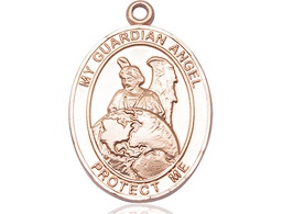 [7440KT] 14kt Gold Guardian Angel Protector Medal