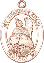 [7440KT] 14kt Gold Guardian Angel Protector Medal