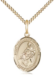 [8304GF/18G] 14kt Gold Filled Saint Thomas of Villanova Pendant on a 18 inch Gold Plate Light Curb chain