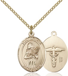 [8003GF9/18GF] 14kt Gold Filled Saint Agatha Nurse Pendant on a 18 inch Gold Filled Light Curb chain
