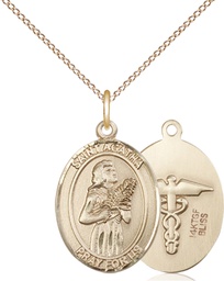 [8003GF9/18GF] 14kt Gold Filled Saint Agatha Nurse Pendant on a 18 inch Gold Filled Light Curb chain