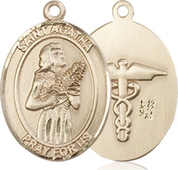 [8003KT9] 14kt Gold Saint Agatha Nurse Medal