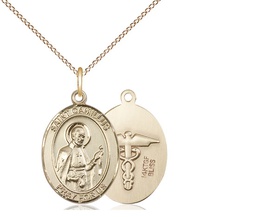 [8019GF9/18GF] 14kt Gold Filled Saint Camillus of Lellis Nurse Pendant on a 18 inch Gold Filled Light Curb chain