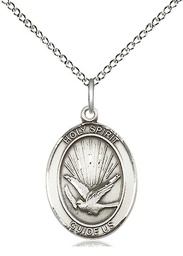 [8044SS/18SS] Sterling Silver Holy Spirit Pendant on a 18 inch Sterling Silver Light Curb chain