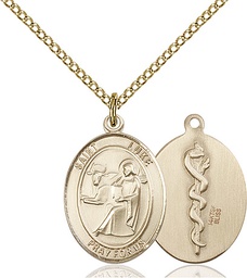 [8068GF8/18GF] 14kt Gold Filled Saint Luke the Apostle Doctor Pendant on a 18 inch Gold Filled Light Curb chain