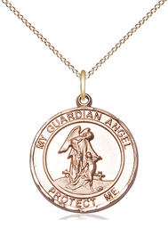 [8118RDGF/18GF] 14kt Gold Filled Guardian Angel Pendant on a 18 inch Gold Filled Light Curb chain