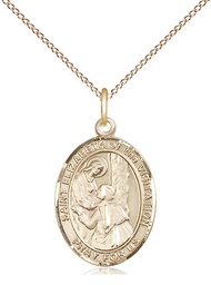 [8311GF/18GF] 14kt Gold Filled Saint Matthias the Apostle Pendant on a 18 inch Gold Filled Light Curb chain