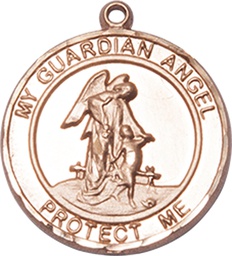 [8118RDKT] 14kt Gold Guardian Angel Medal