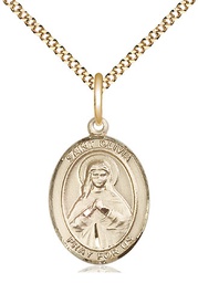 [8312GF/18G] 14kt Gold Filled Saint Olivia Pendant on a 18 inch Gold Plate Light Curb chain