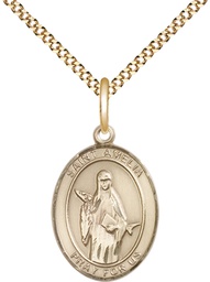 [8313GF/18G] 14kt Gold Filled Saint Amelia Pendant on a 18 inch Gold Plate Light Curb chain