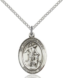 [8118SS/18SS] Sterling Silver Guardian Angel Pendant on a 18 inch Sterling Silver Light Curb chain