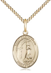 [8314GF/18G] 14kt Gold Filled Saint Zoe of Rome Pendant on a 18 inch Gold Plate Light Curb chain
