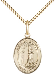 [8314GF/18G] 14kt Gold Filled Saint Zoe of Rome Pendant on a 18 inch Gold Plate Light Curb chain